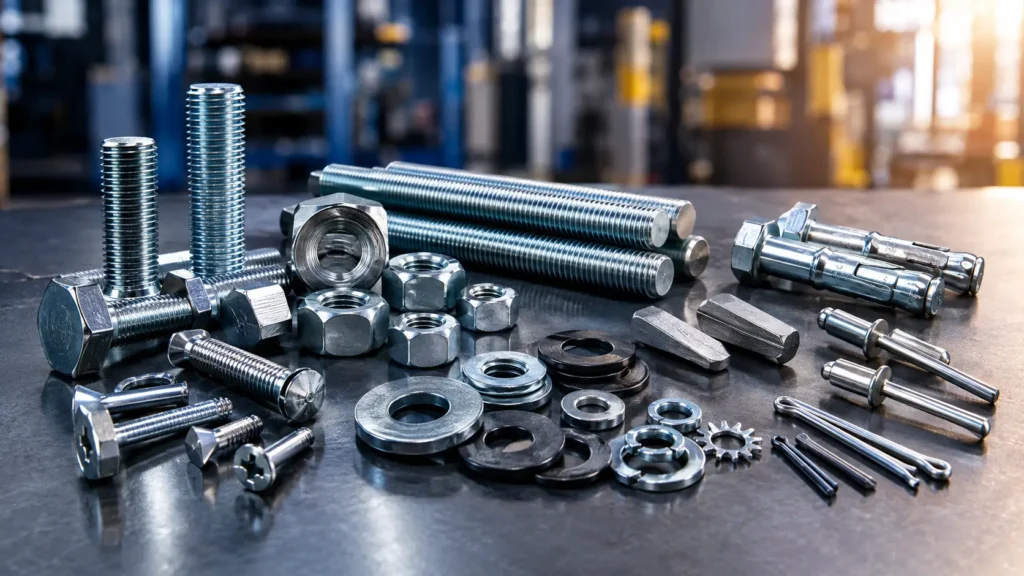 Elementos de fixação industrial para aplicações em montagens e estruturas